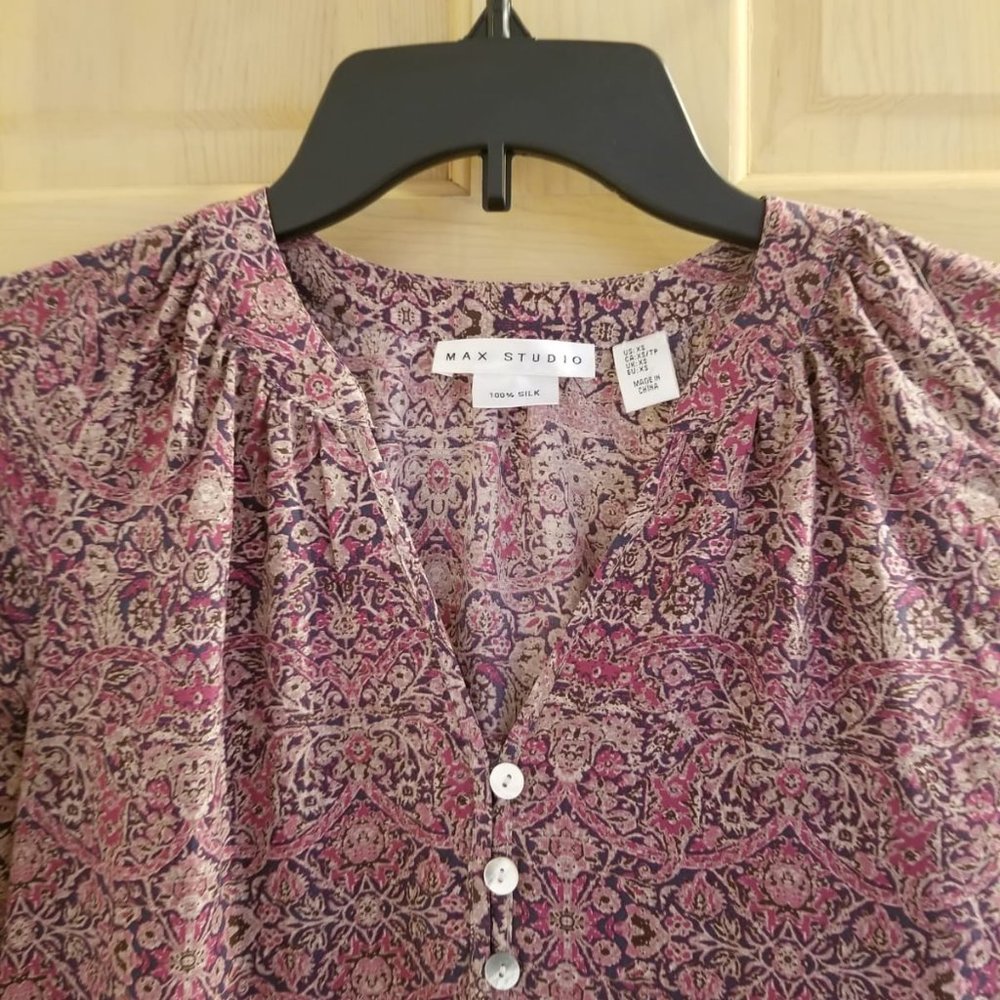 Max Studio Floral Silk Blouse